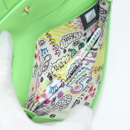 Fendi Wallet on Chain Logo Embossed Leather, GREEN, LEATHER, Wallets