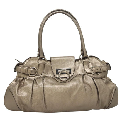 Salvatore Ferragamo Marisa Satchel Leather, GOLD, LEATHER, Handbag