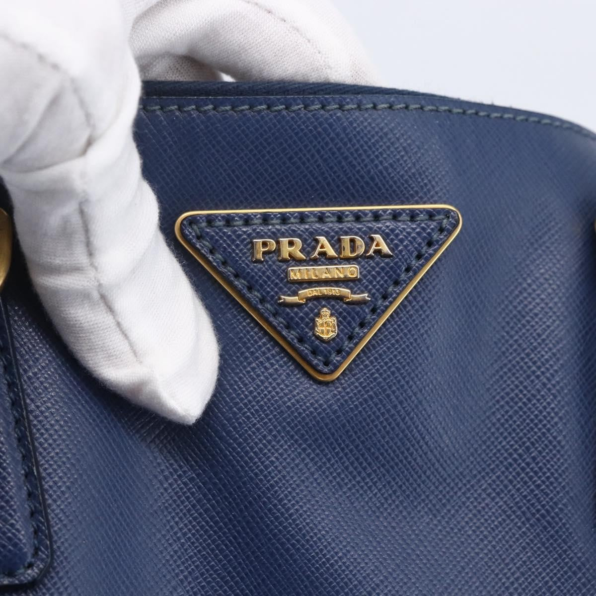 Prada Galleria Double Zip Tote Saffiano Leather, BLUE, LEATHER, Tote bag