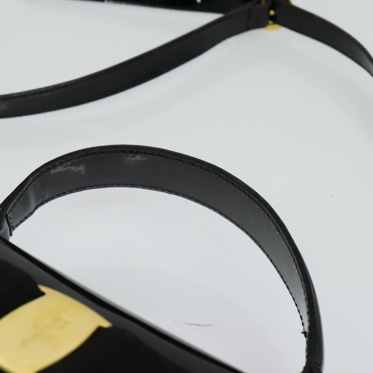 Salvatore Ferragamo Vintage Vara Bow Top Handle Bag Patent Leather, BLACK, PATENT_LEATHER, Handbag