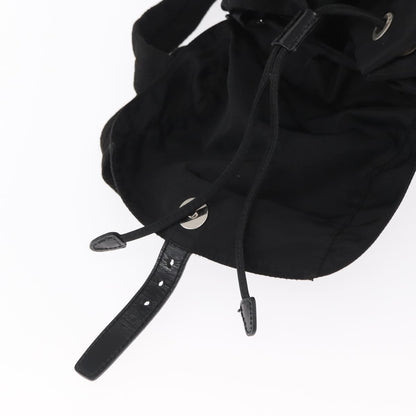 Prada Vela Double Front Pocket Backpack Tessuto with Saffiano Leather, BLACK, NYLON, Backpack