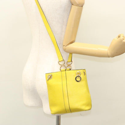 Celine Shoulder Bag Leather, YELLOW, LEATHER, Shoulder bag