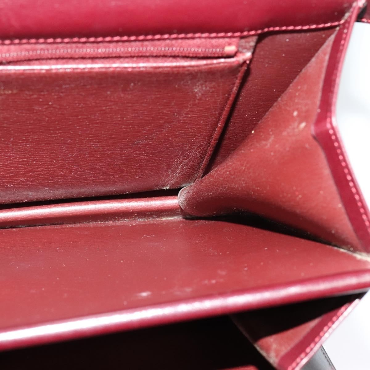 Christian Dior Flap Shoulder Bag Leather, BURGUNDY, LEATHER, Shoulder bag