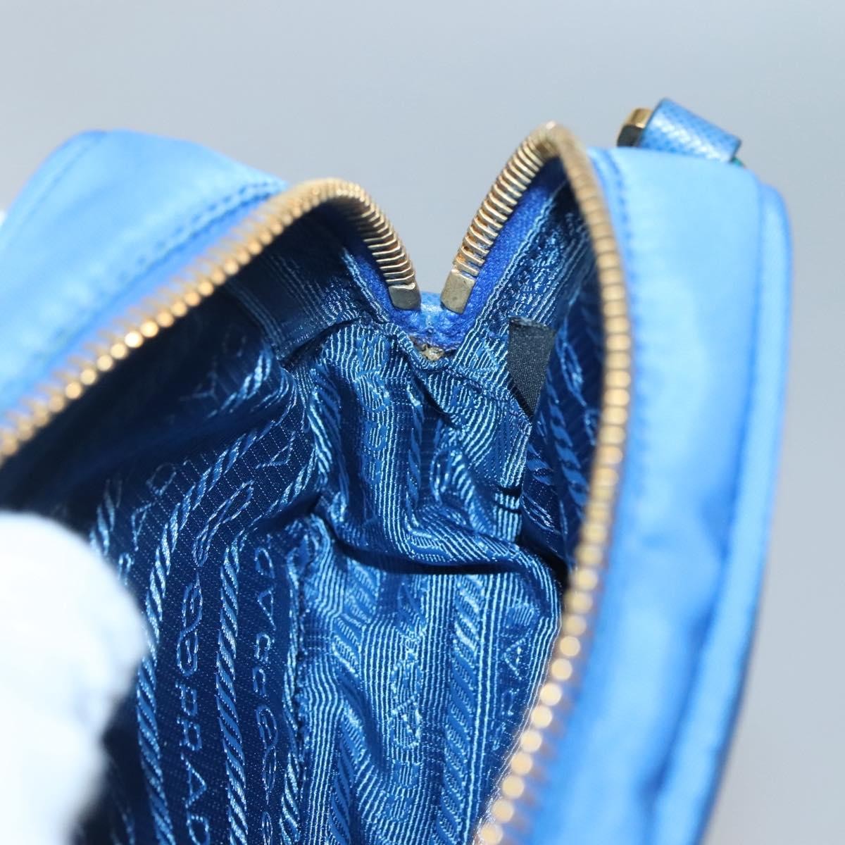 Prada Bow Camera Crossbody Bag Tessuto, BLUE, NYLON, Shoulder bag