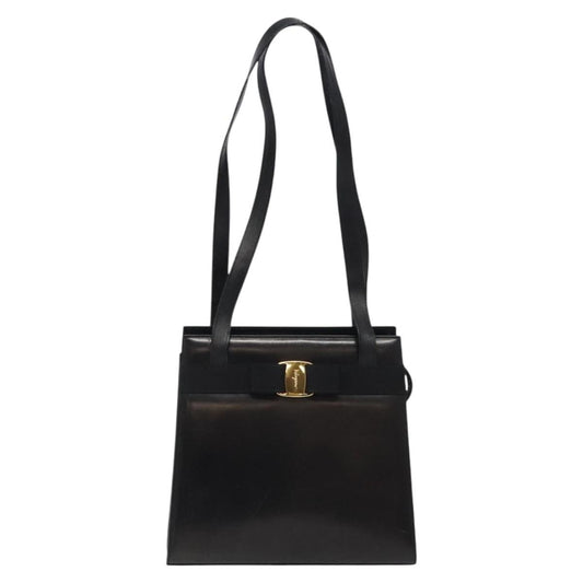 Salvatore Ferragamo Vala Shoulder Bag Leather, BLACK, LEATHER, Shoulder bag