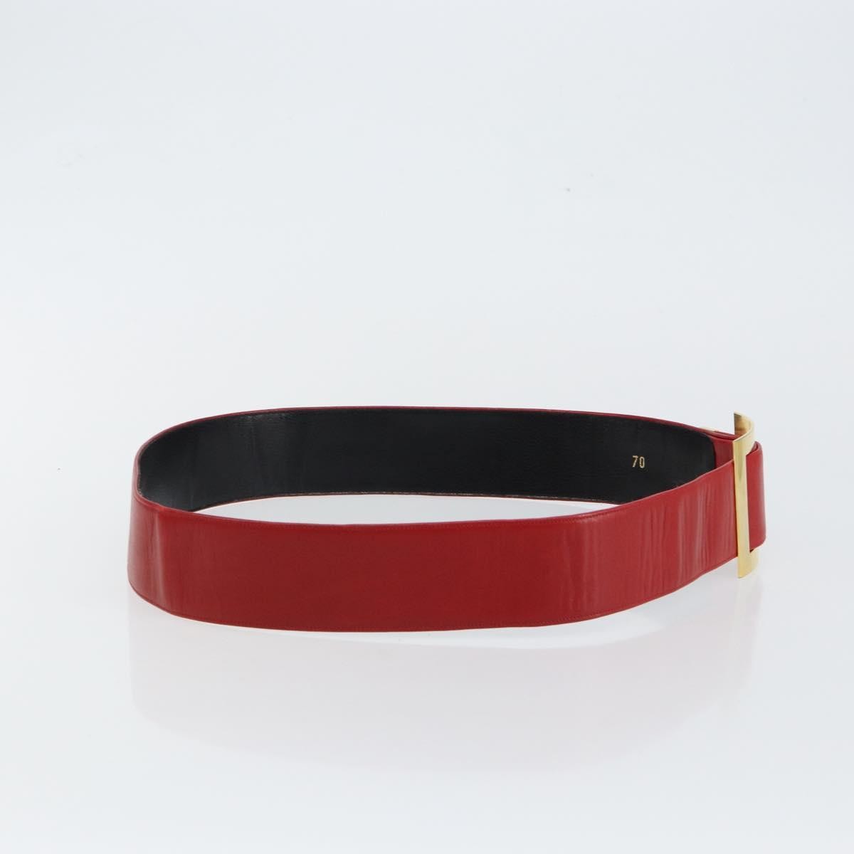 Chanel Square Buckle Belt Leather, RED, LEATHER, Belts