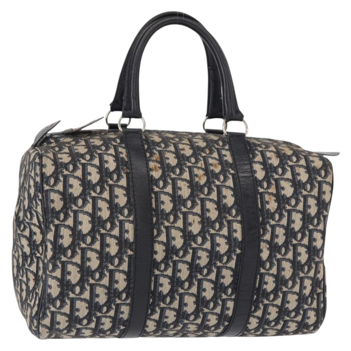 Christian Dior Vintage Trotter Boston Bag Canvas, NAVY, CANVAS, Travel bag