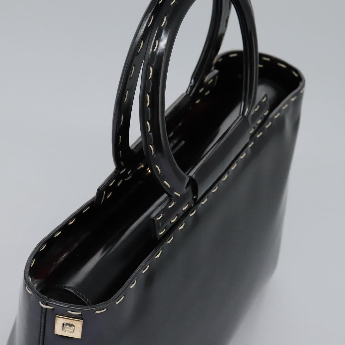 Salvatore Ferragamo Gancini handbag Patent leather, BLACK, PATENT_LEATHER, Handbag
