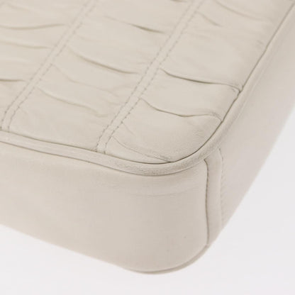 Prada Chain Flap Shoulder Bag Nappa Gaufre, WHITE, LEATHER, Shoulder bag