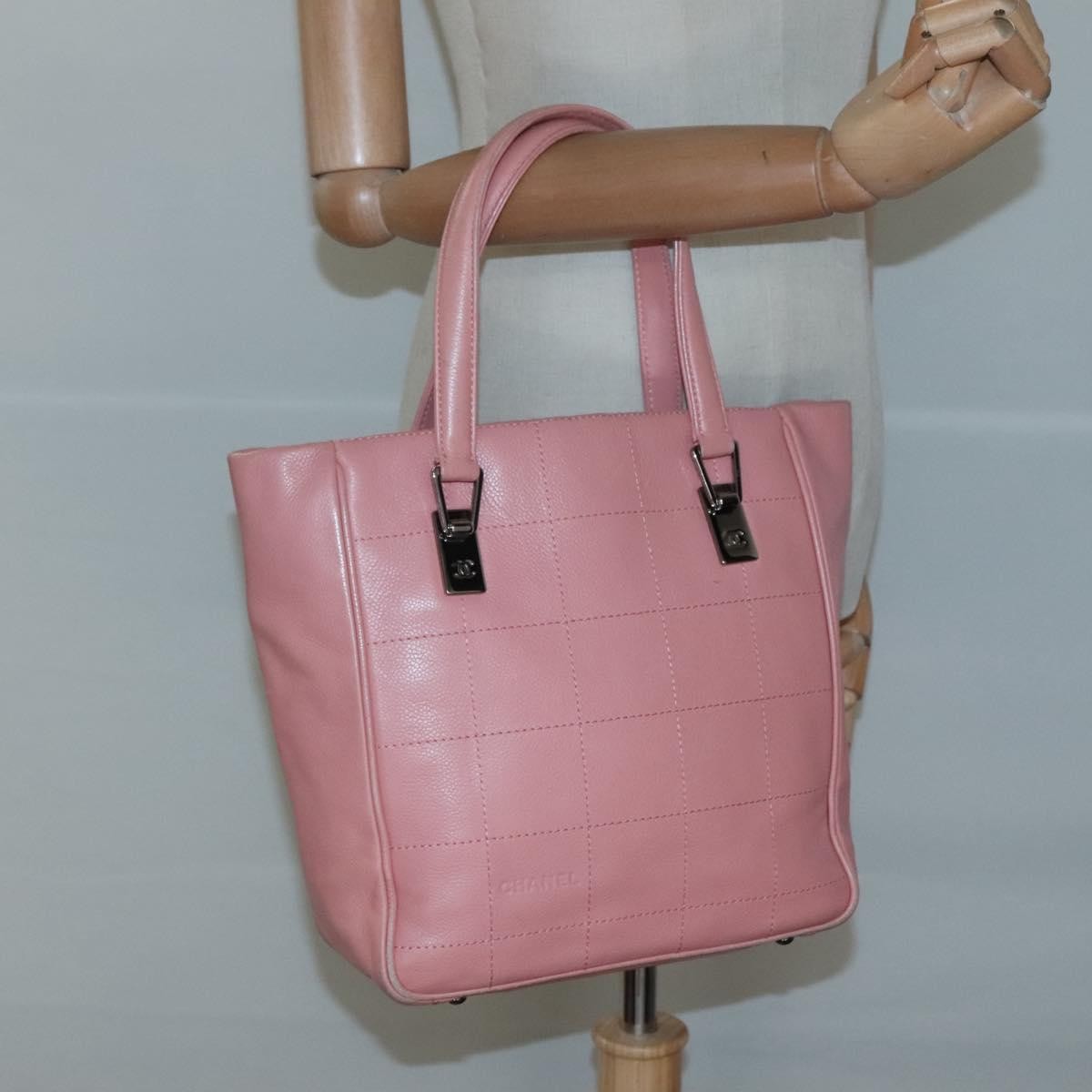 Chanel Chocolate Bar Coco Mark handbag Caviar skin, PINK, LEATHER, Handbag