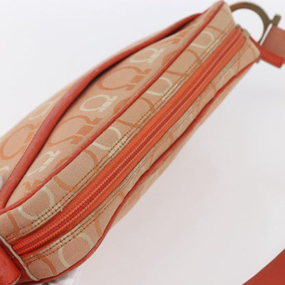 Salvatore Ferragamo Gancini Shoulder Bag Canvas, ORANGE, CANVAS, Shoulder bag