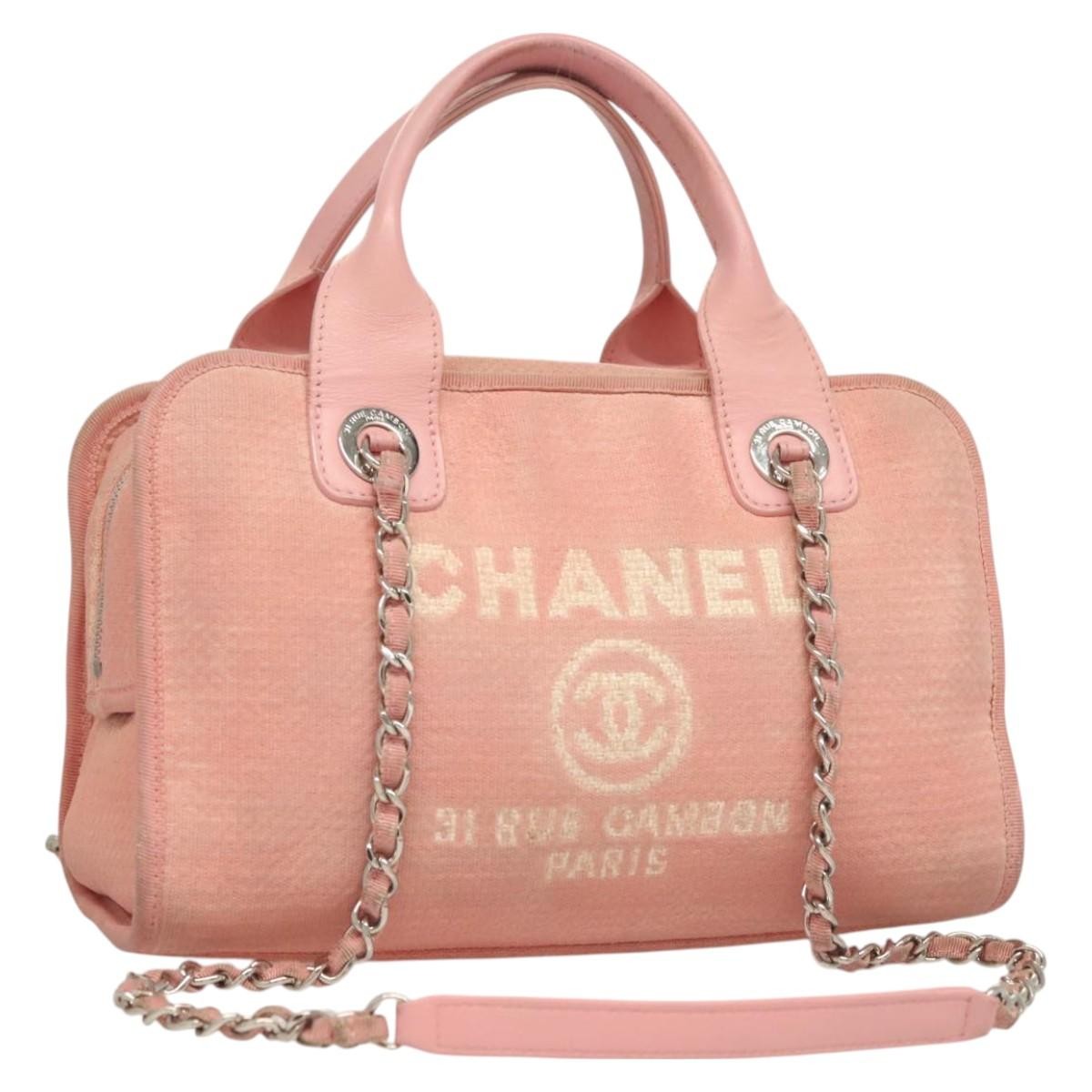 Chanel Deauville Tote Canvas, PINK, CANVAS, Handbag