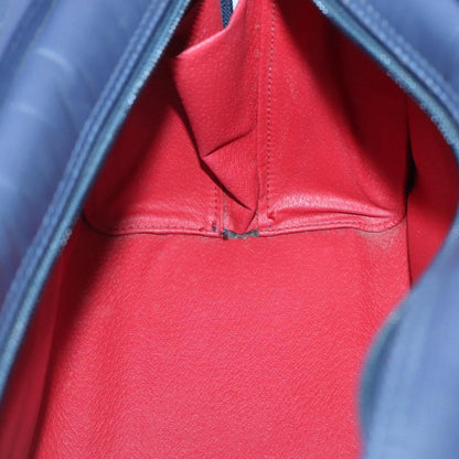 Celine Circle Logo Handbag Leather, BLUE, LEATHER, Handbag