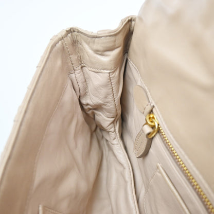 Prada Turnlock Shoulder Bag Nappa Gaufre, Beige, Leather, Shoulder Bag