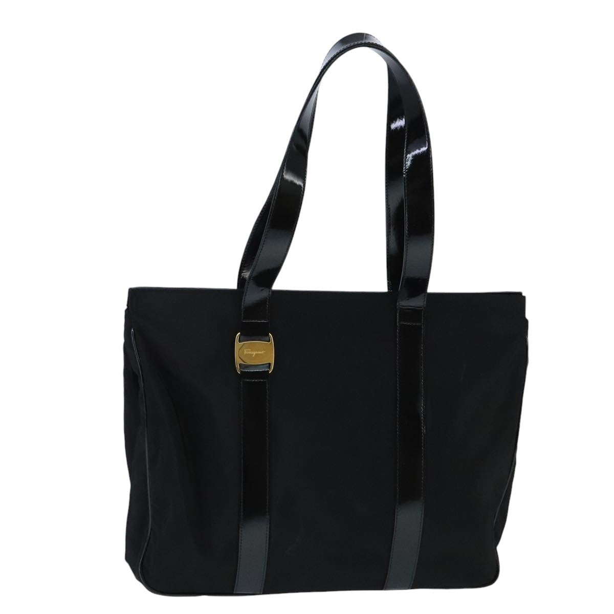 Salvatore Ferragamo Vala Canvas, BLACK, CANVAS, Tote bag