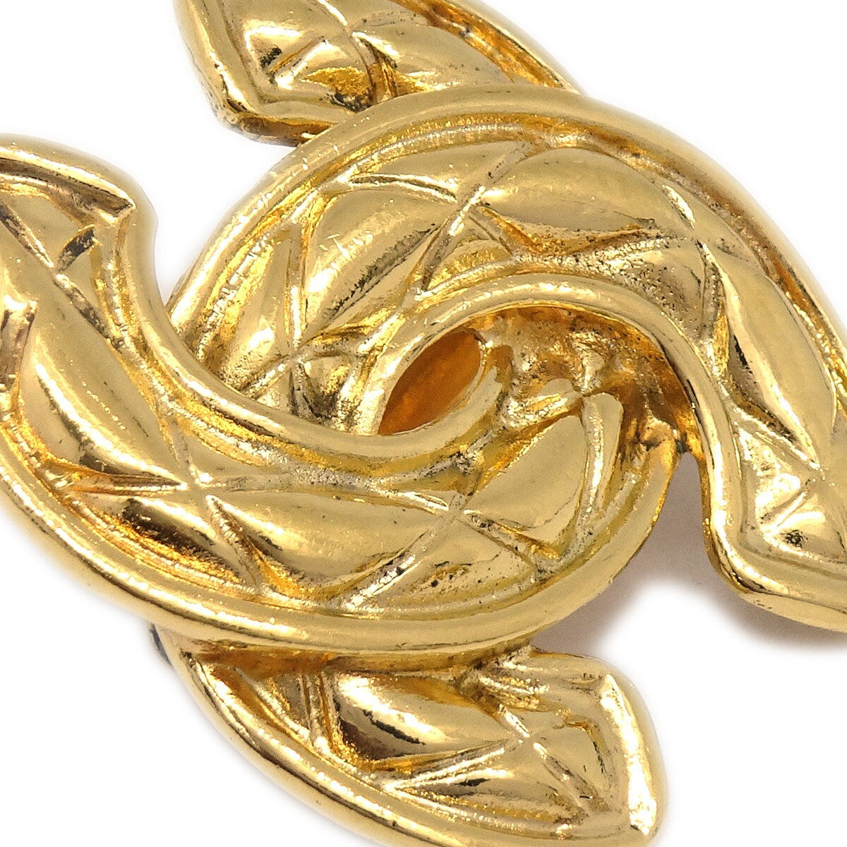 Chanel CC Clip-On Earrings Quilted Metal, GOLD, GOLD_PLATED, Earrings