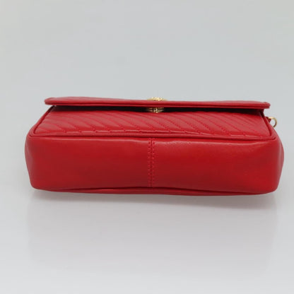 Celine Chain Shoulder Bag Leather, RED, LEATHER, Shoulder bag