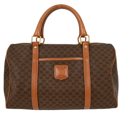 Celine Macadam Handbag Macadam with leather, BROWN, CANVAS, Handbag