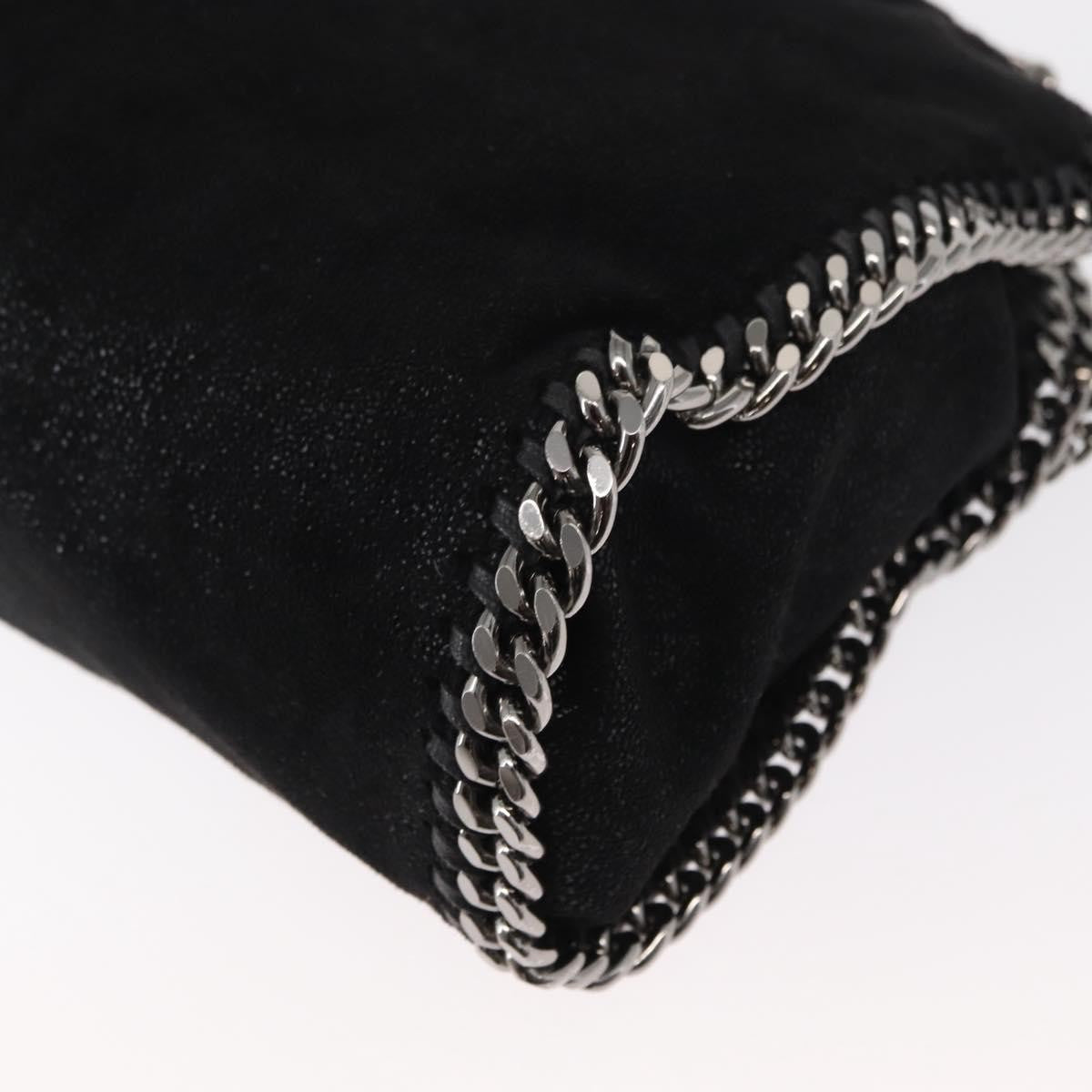 Stella McCartney Falabella Fold Over Crossbody Bag Shaggy Deer, BLACK, POLYESTER, Shoulder bag