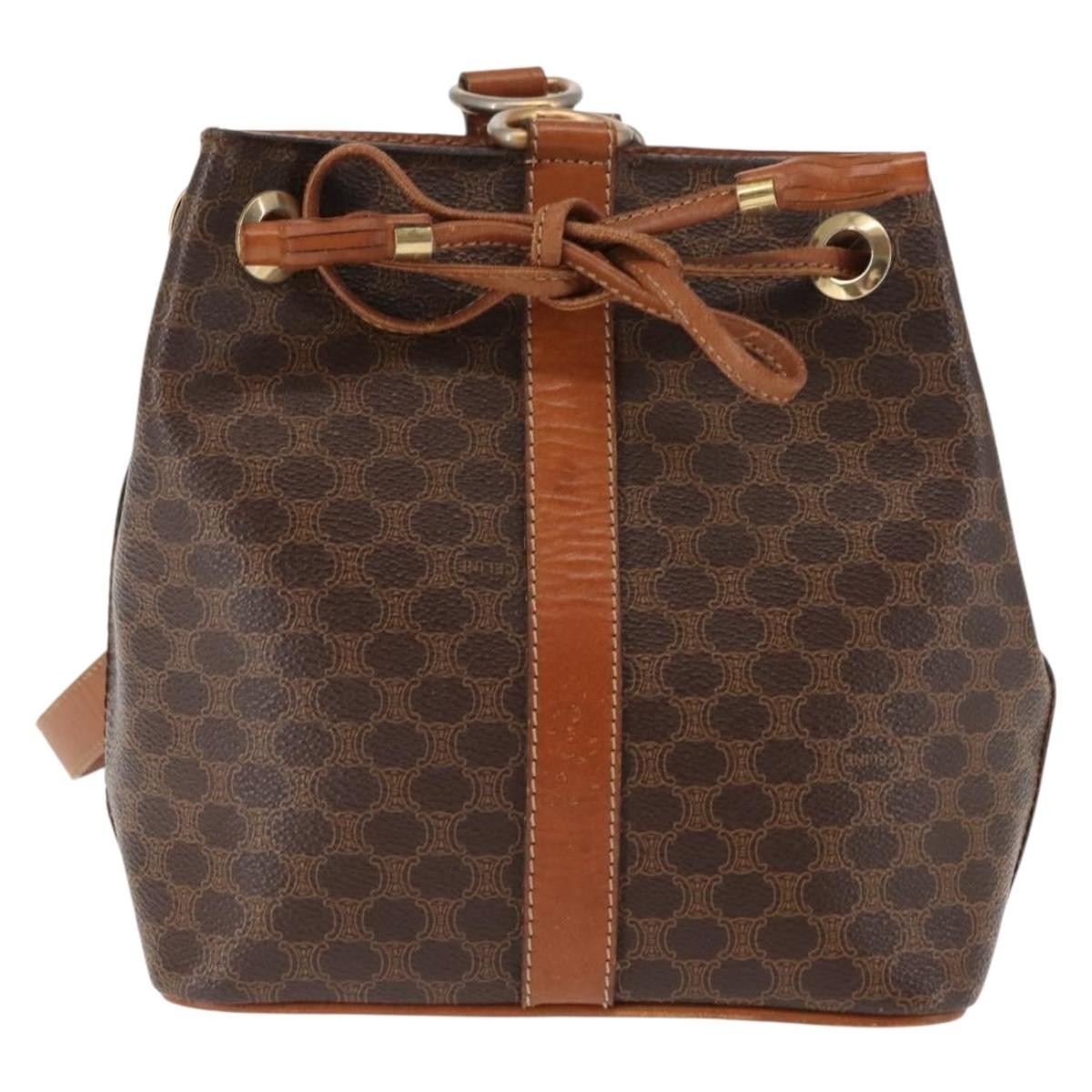 Celine Vintage Macadam Shoulder Bag Canvas, BROWN, PVC, Shoulder bag