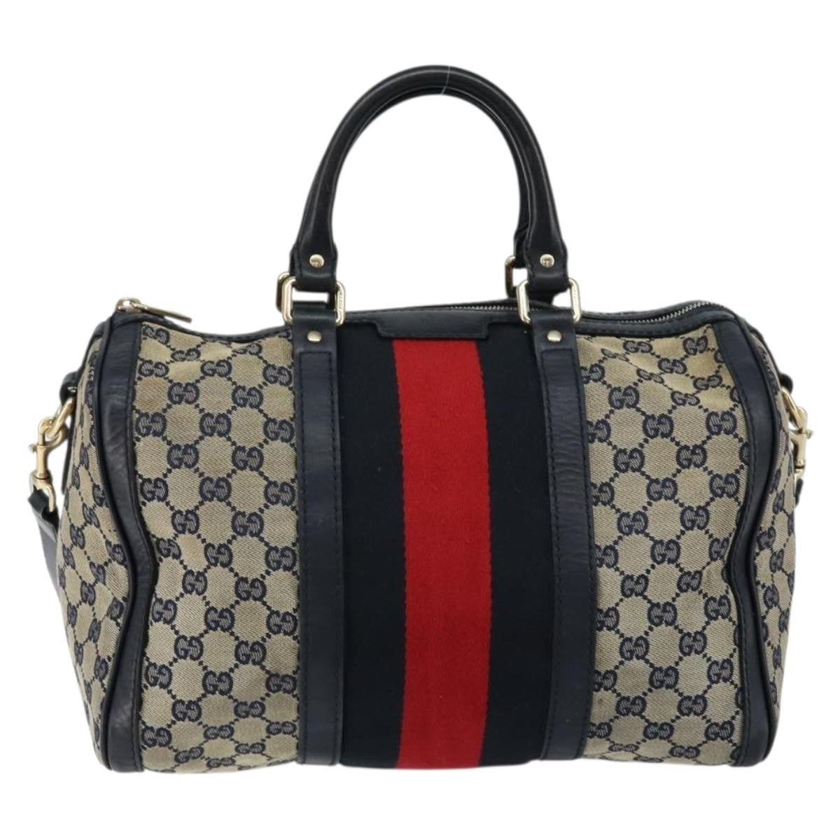 Gucci Vintage Web Boston Bag GG Canvas, NAVY, CANVAS, Travel bag