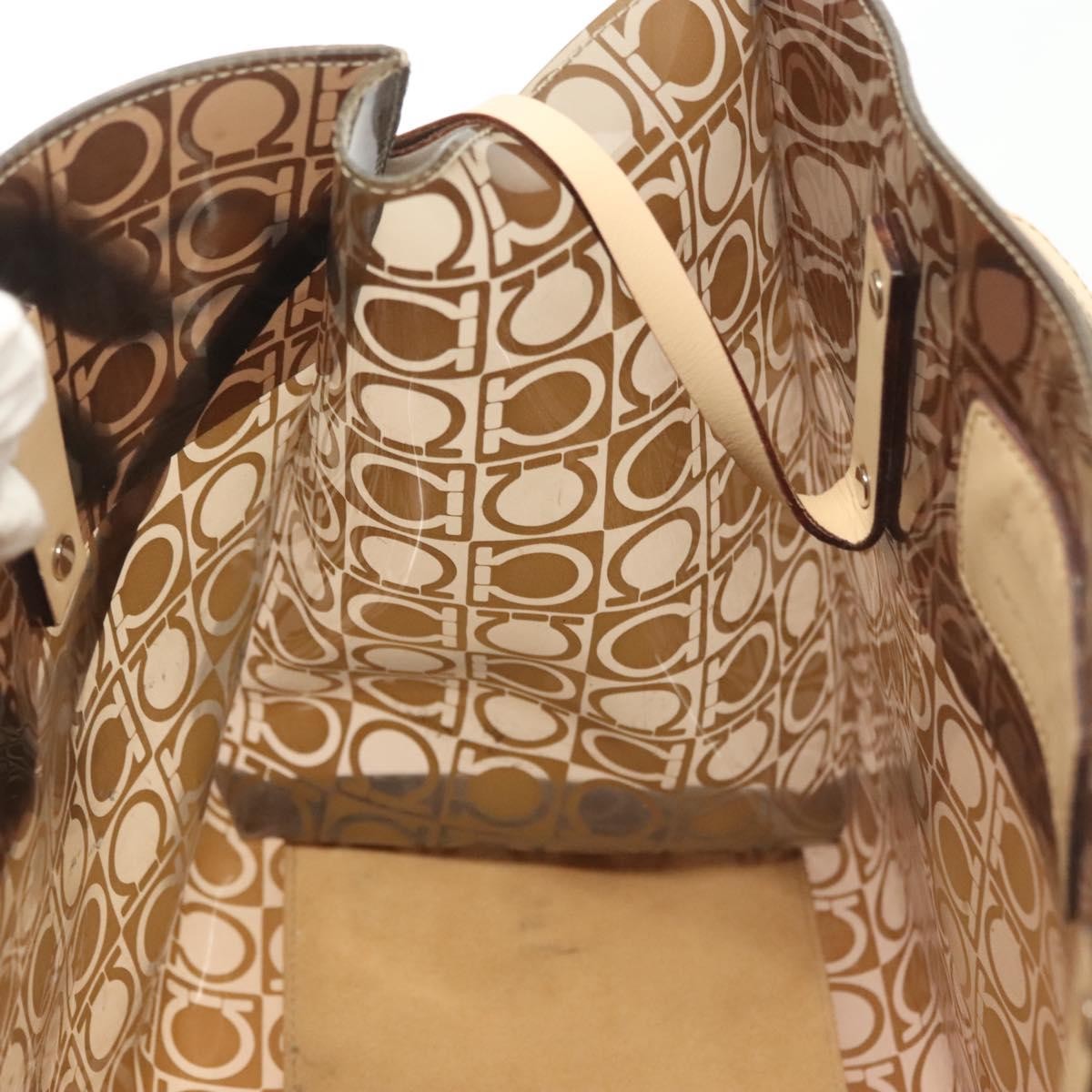 Salvatore Ferragamo Gancini Tote Vinyl, BROWN, SYNTHETIC, Tote bag