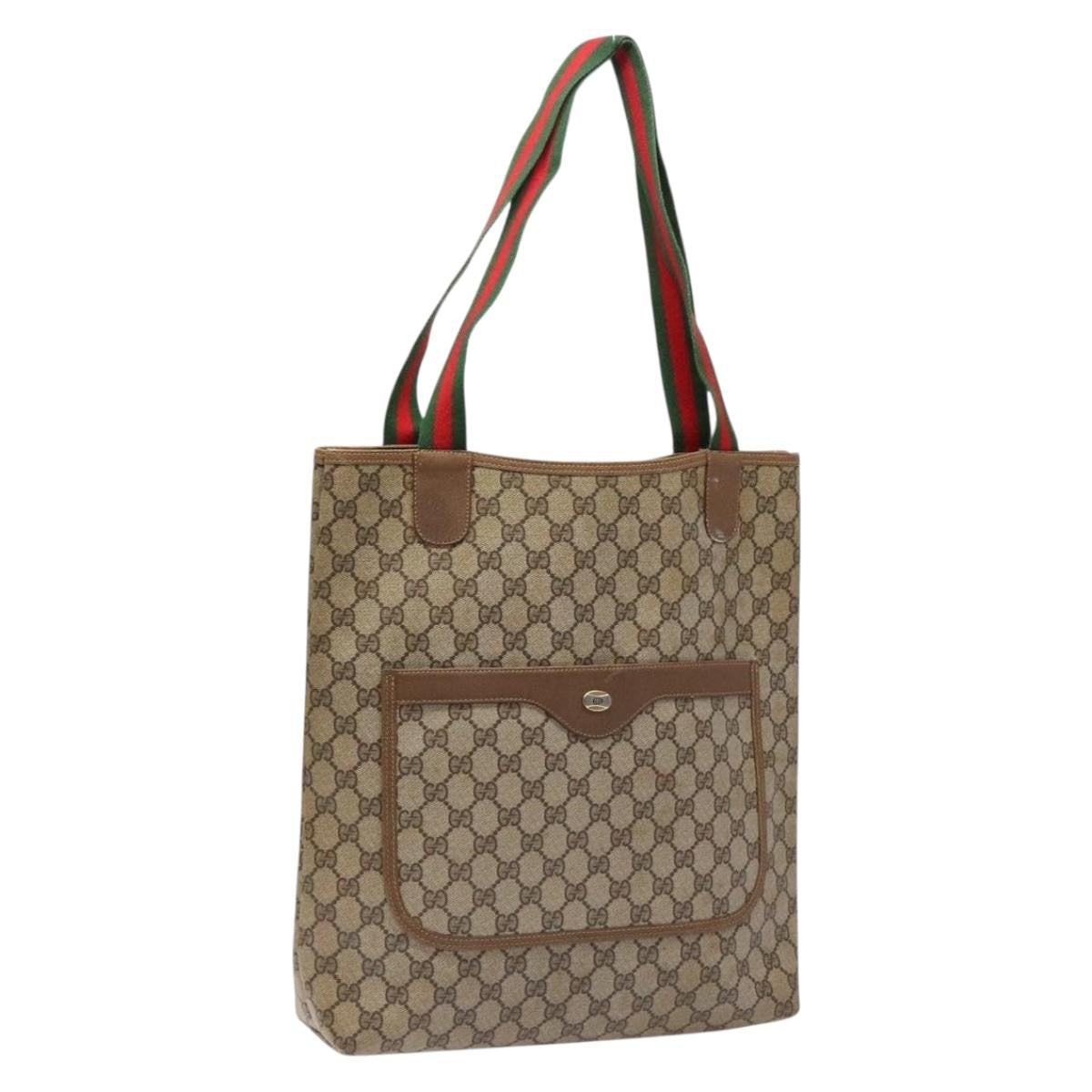 Gucci Ophidia Front Pocket Shopper Tote GG Coated Canvas, Beige, Canvas, Tote Bag
