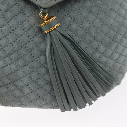 Bally Vintage Chain Shoulder Bag Quilted Suede, GRAY, SUEDE, Shoulder bag