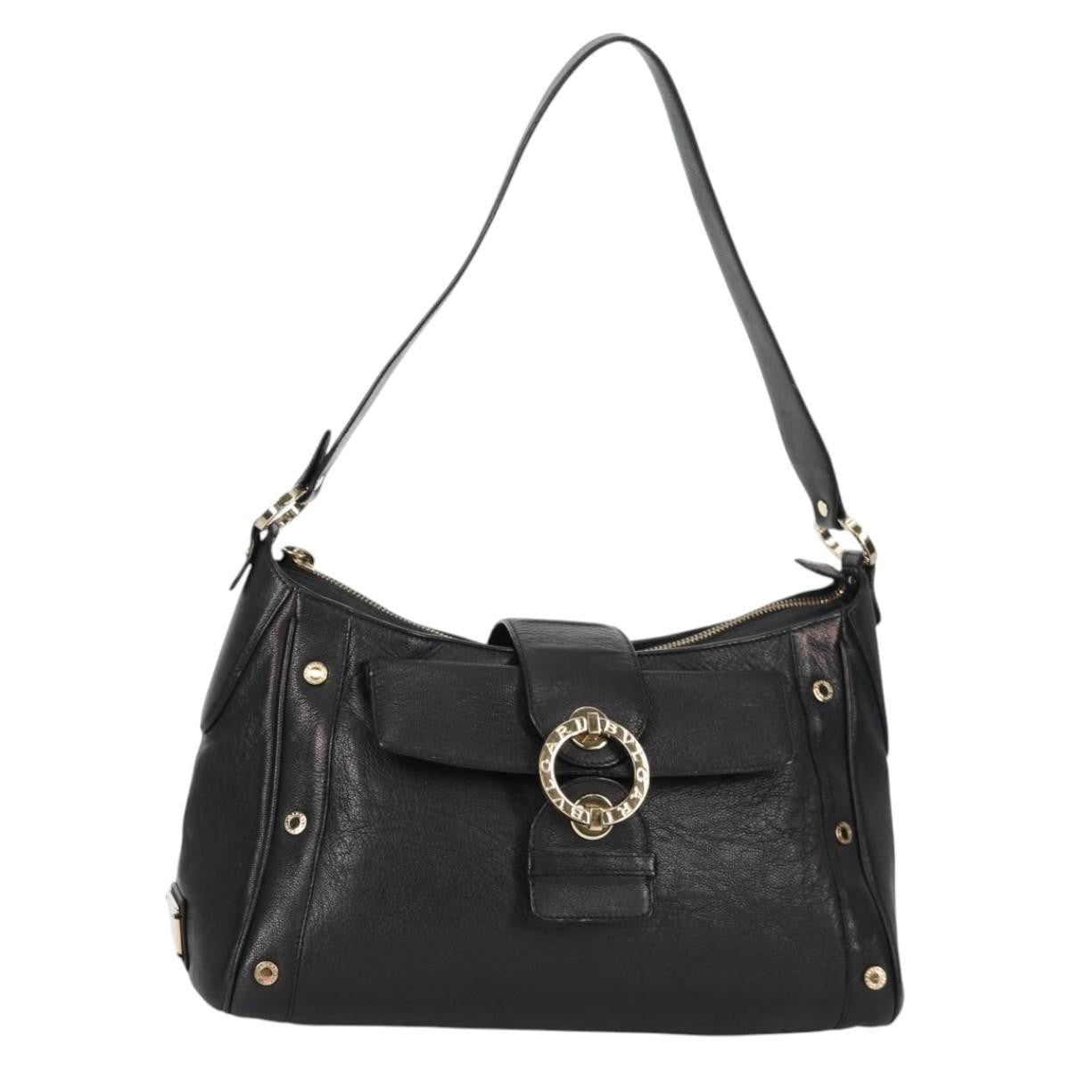 Bvlgari Chandra Top Handle Bag Leather, BLACK, LEATHER, Shoulder bag