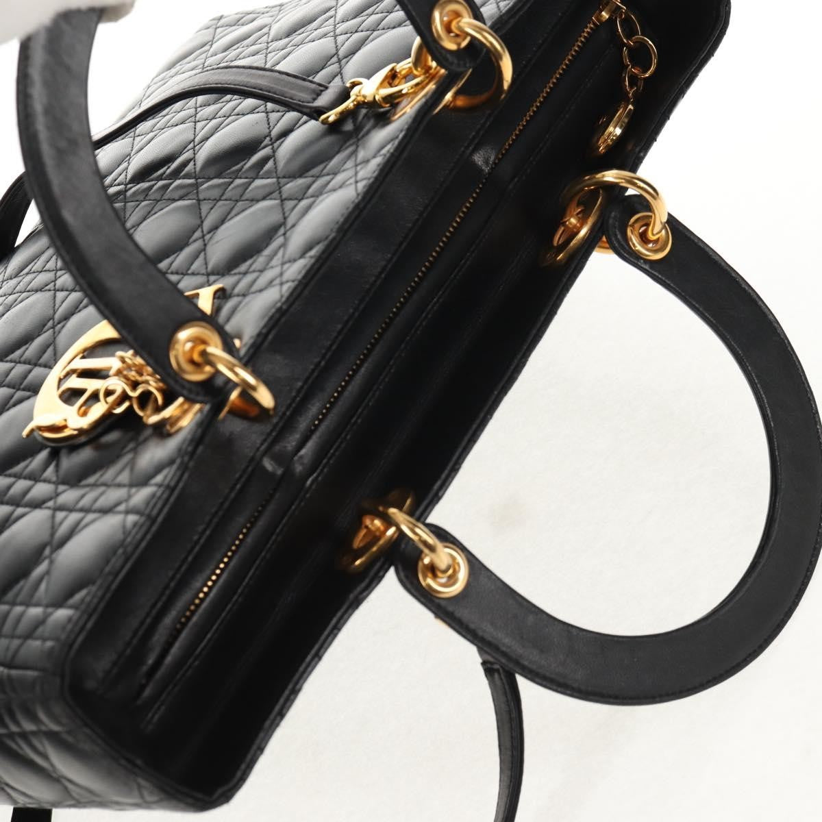 Christian Dior Vintage Lady Dior Bag Cannage Quilt Lambskin, BLACK, LEATHER, Handbag