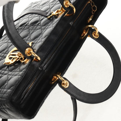 Christian Dior Vintage Lady Dior Bag Cannage Quilt Lambskin, BLACK, LEATHER, Handbag