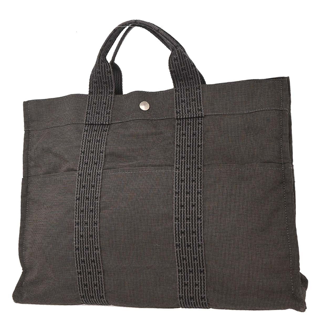 Hermes Fourre Tout Tote Canvas, GRAY, POLYAMIDE, Tote bag