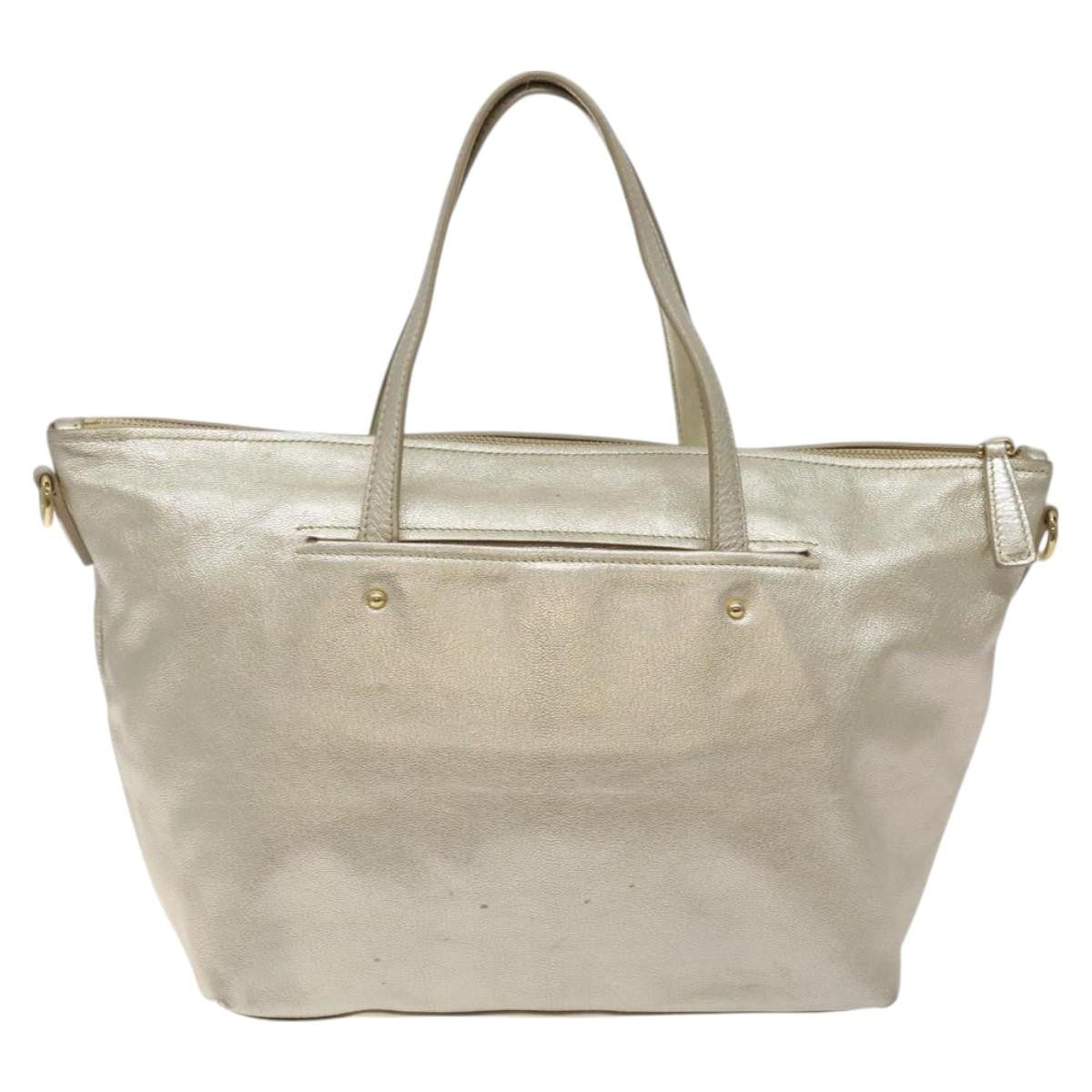 Salvatore Ferragamo Vintage Zip Tote Leather, GOLD, LEATHER, Tote bag