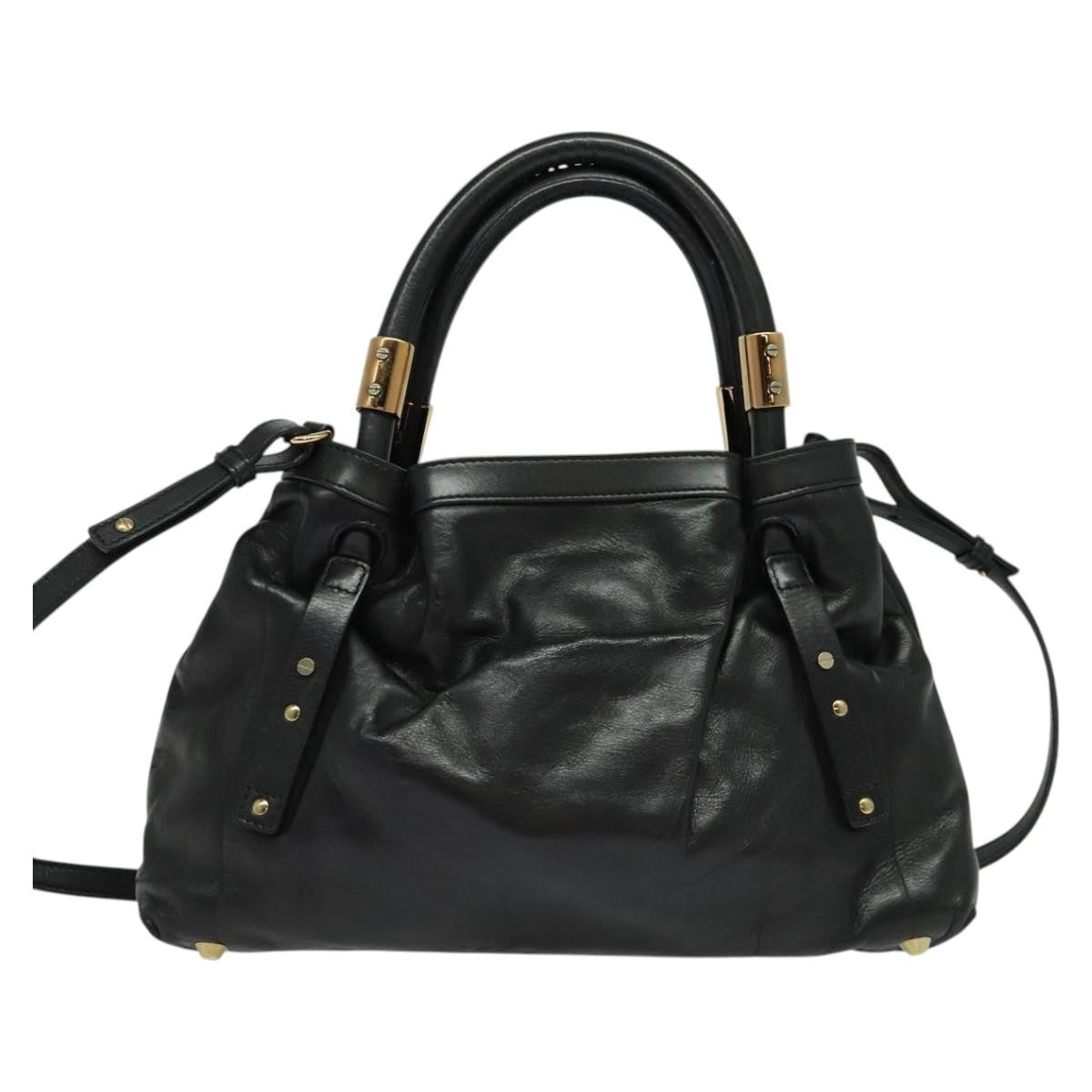 Chloe Victoria Handbag Leather, BLACK, LEATHER, Handbag