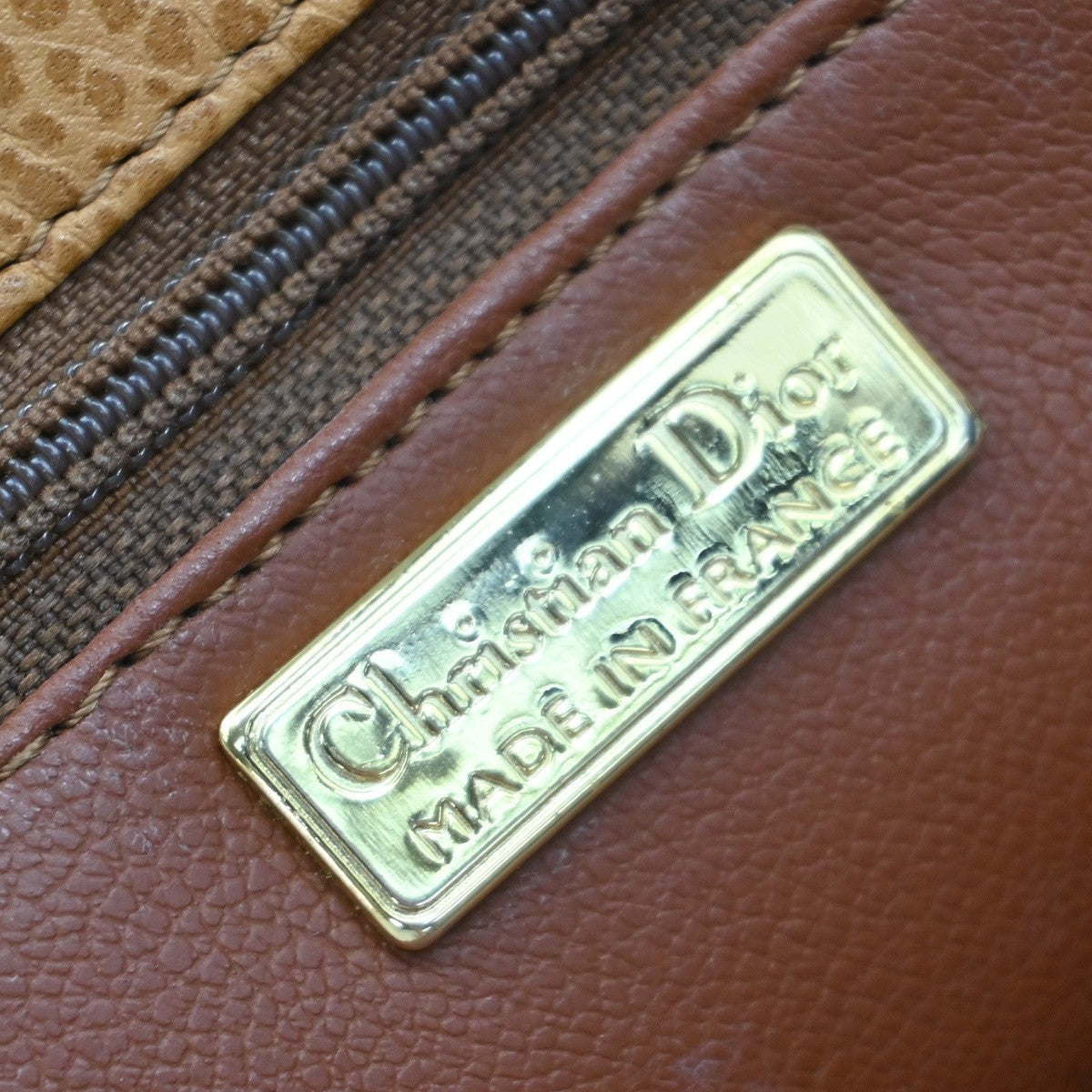 Christian Dior Vintage CD Logo Shoulder Bag Leather, BROWN, LEATHER, Shoulder bag