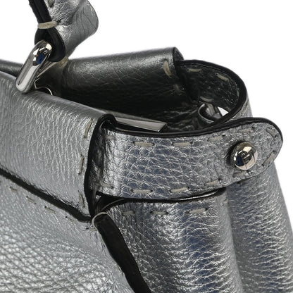 Fendi Selleria Peekaboo Bag Rigid Leather, SILVER, LEATHER, Handbag