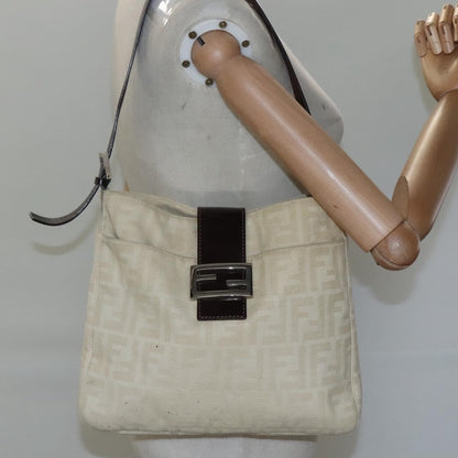 Fendi Vintage FF Belted Hobo Canvas, BEIGE, CANVAS, Shoulder bag