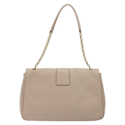 Salvatore Ferragamo Gancini Shoulder Bag Leather, BEIGE, LEATHER, Shoulder bag