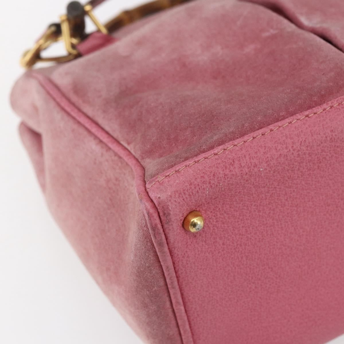 Gucci Vintage Bamboo Handle Bag Suede, PINK, SUEDE, Handbag