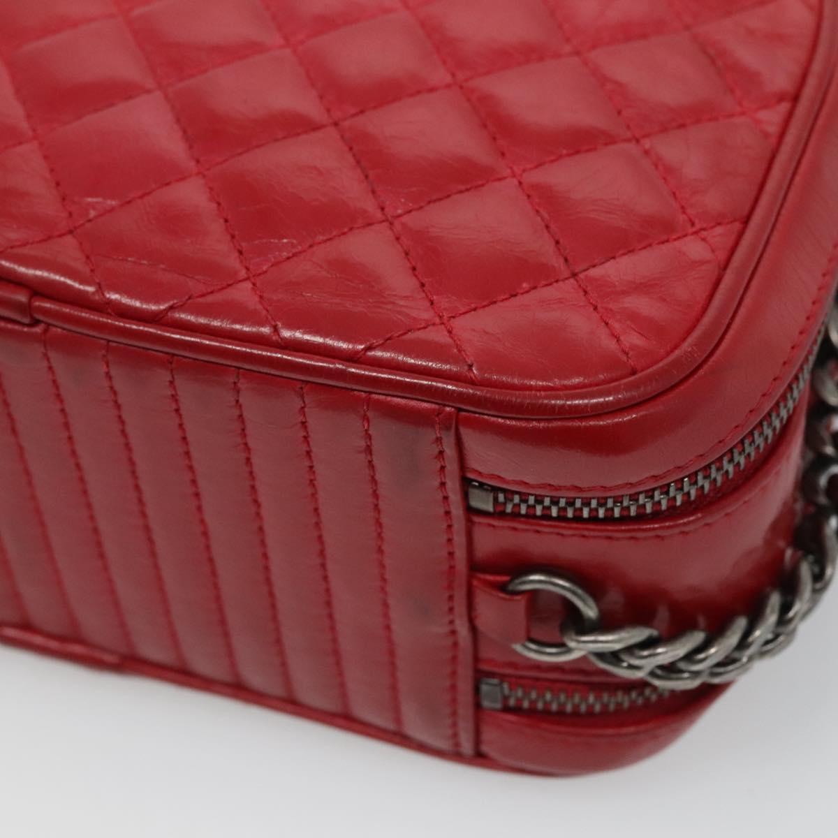 Chanel Coco Boy Camera Bag Quilted Leather, RED, LEATHER, Crossbody bag