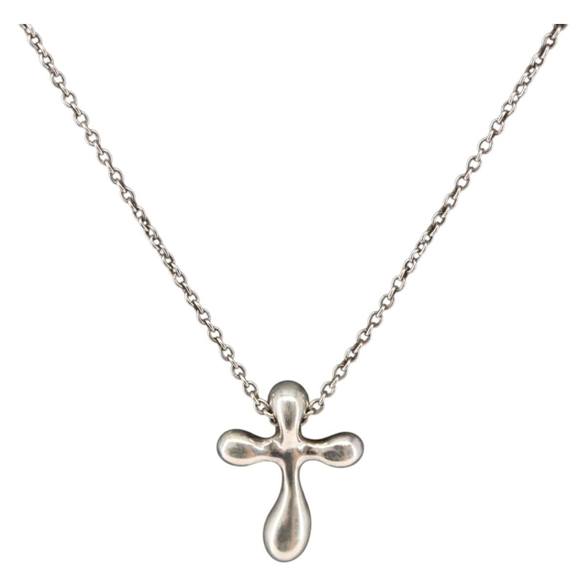 Tiffany & Co. Elsa Peretti Cross Pendant Necklace Sterling Silver, SILVER, SILVER, Necklace