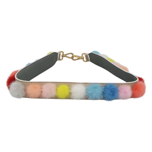 Fendi Pom Pom Strap You Shoulder Strap Leather and Fur, MULTICOLOUR, LEATHER, Straps