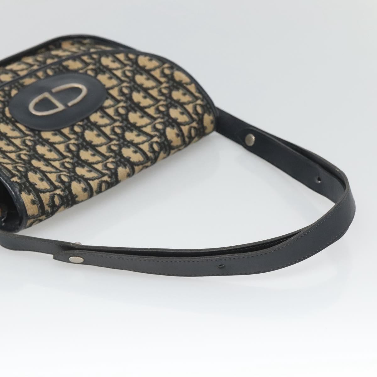 Christian Dior Vintage CD Logo Shoulder Bag Leather, NAVY, CANVAS, Shoulder bag
