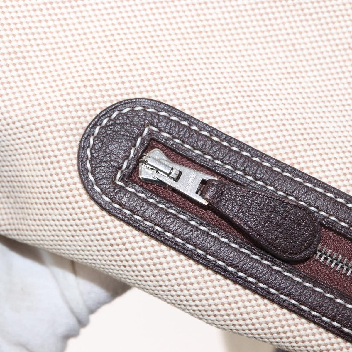 Hermes Sac Marin Recif Drawstring Bag Toile with Leather, BEIGE, CANVAS, Shoulder bag