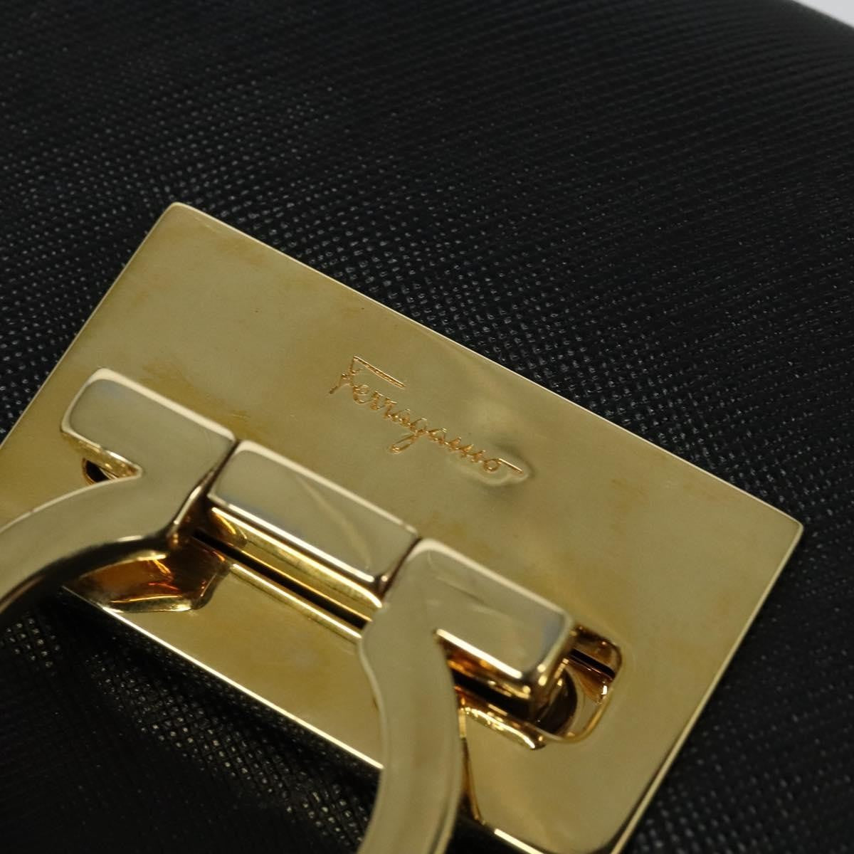 Salvatore Ferragamo Gancini Convertible Top Handle Bag Leather, BLACK, LEATHER, Handbag