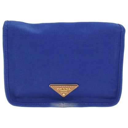 Prada Push Lock Flap Shoulder Bag Canvas, BLUE, CANVAS, Shoulder bag
