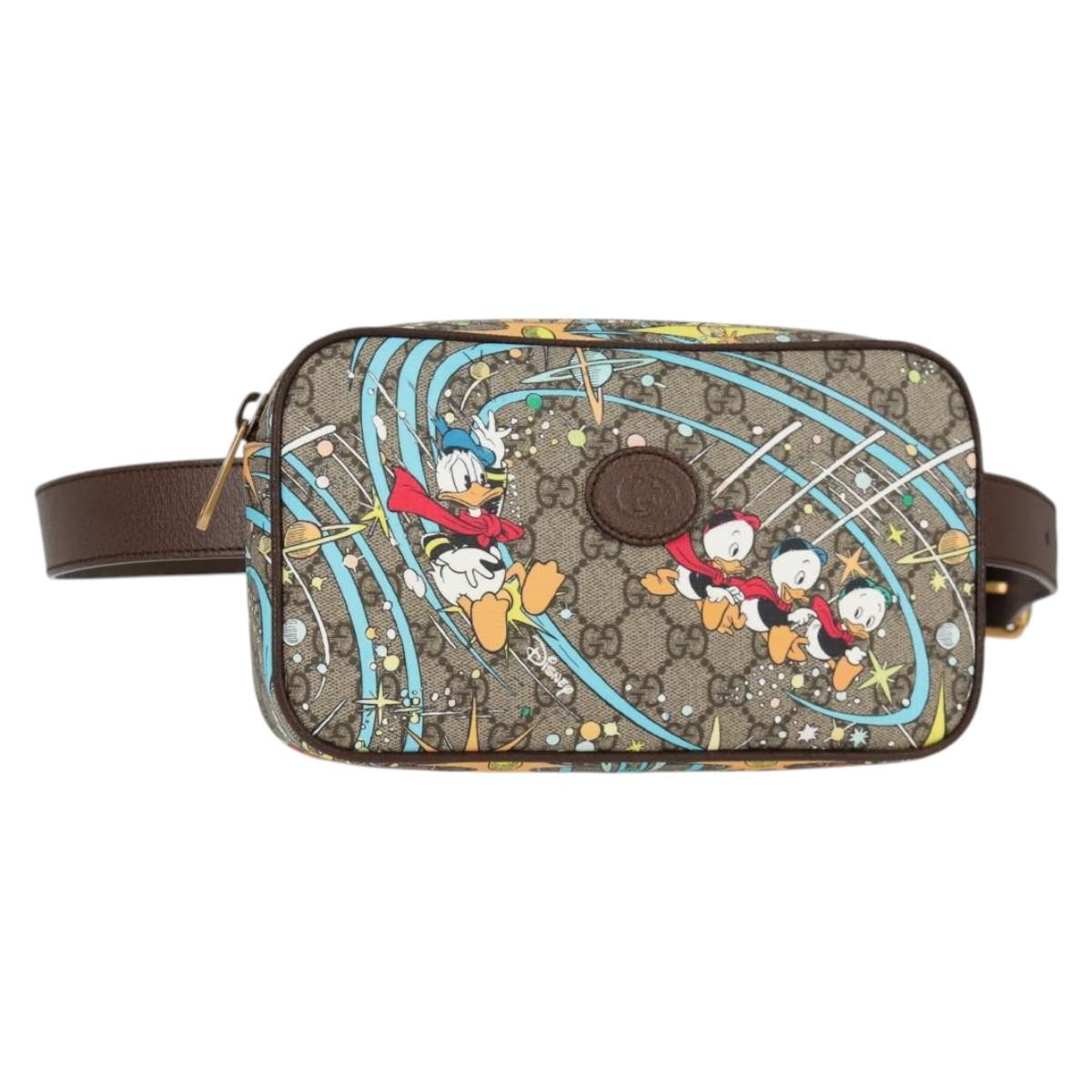 Gucci Disney Donald Duck Belt Bag Printed GG Coated Canvas, BEIGE, PVC, Shoulder bag