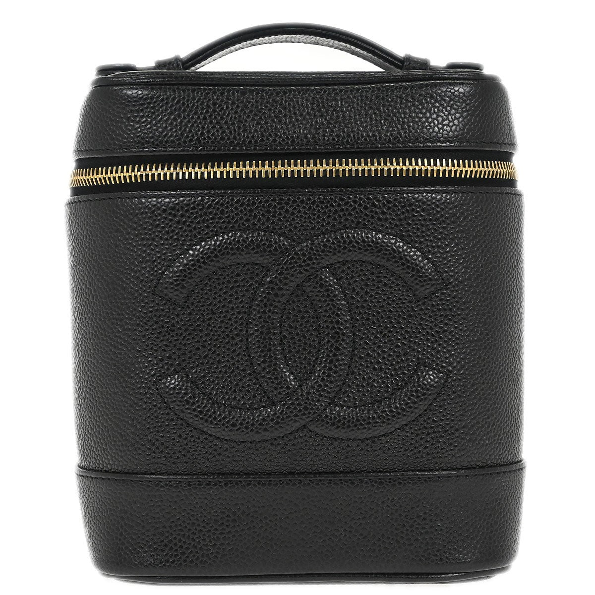 Chanel Vintage Timeless Cosmetic Case Caviar, BLACK, LEATHER, Clutche & pouche
