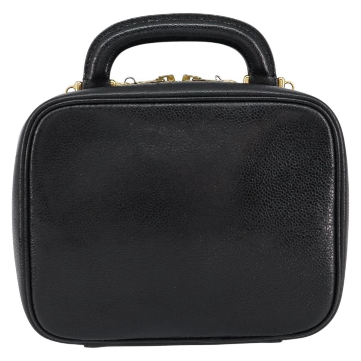 Chanel Vintage Timeless Zip Around Vanity Case Caviar, BLACK, LEATHER, Clutche & pouche
