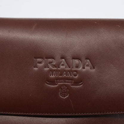 Prada Vintage Shoulder Bag Leather, BROWN, LEATHER, Shoulder bag